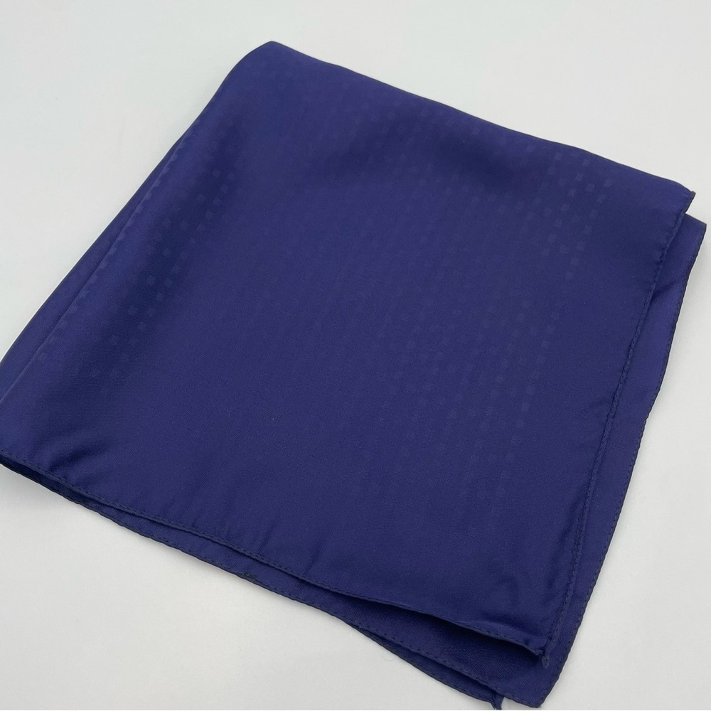 Vintage Square Scarf Blue Subtle Pattern Blocks Polyester Made in Italy Simple